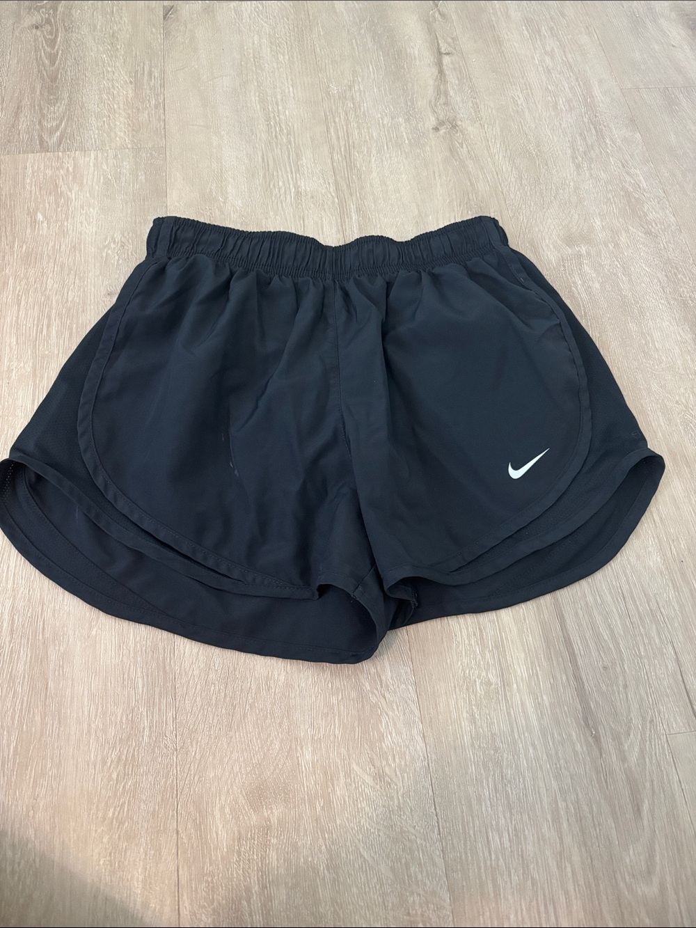 Nike Black Women's Athletic Shorts with White Swoosh Logo